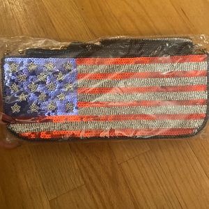 American Flag Sequined Shoulder Bag / Clutch NWT!